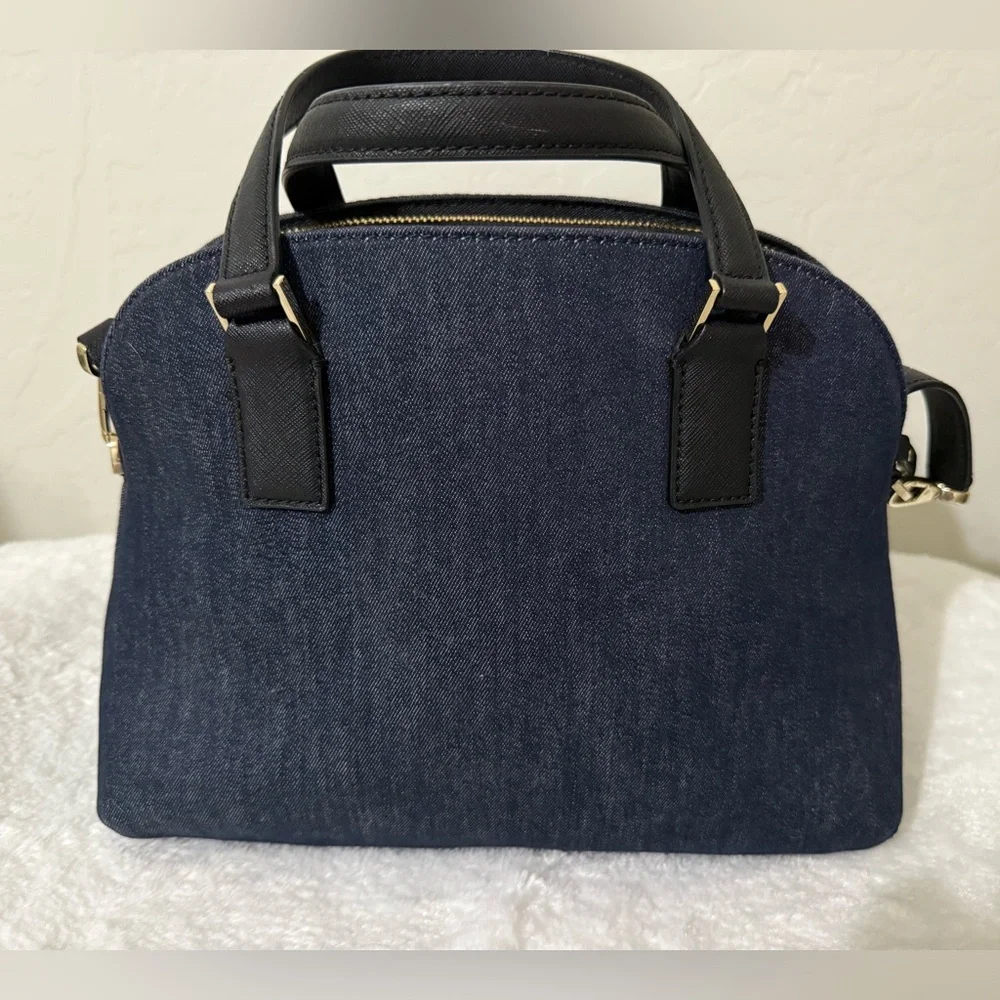 Kate Spade NWOT Embellished Cameron Street Lottie Denim Blue Pearls Orig $348 - Picture 6 of 14